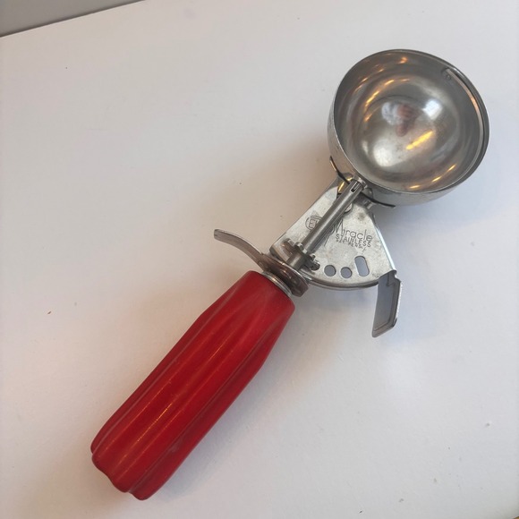 Miracle Other - Miracle Stainless Ice‎ Cream Scoop Red Handle Vintage Kitchen Tool Pat Pend